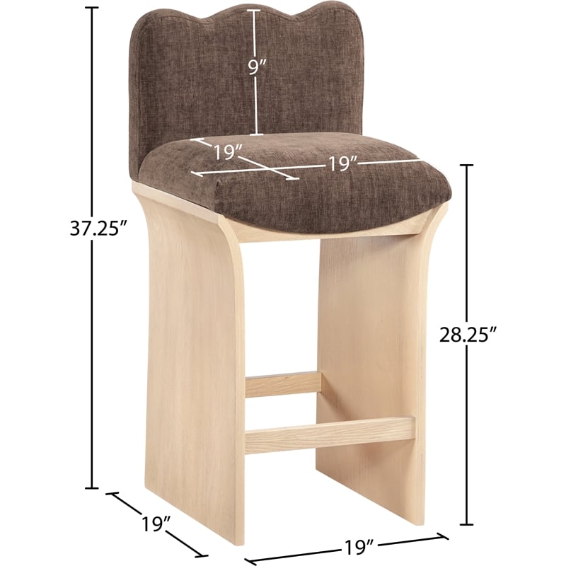 Meridian Furniture Shaw Brown Chenille Fabric Upholstered Counter Stool