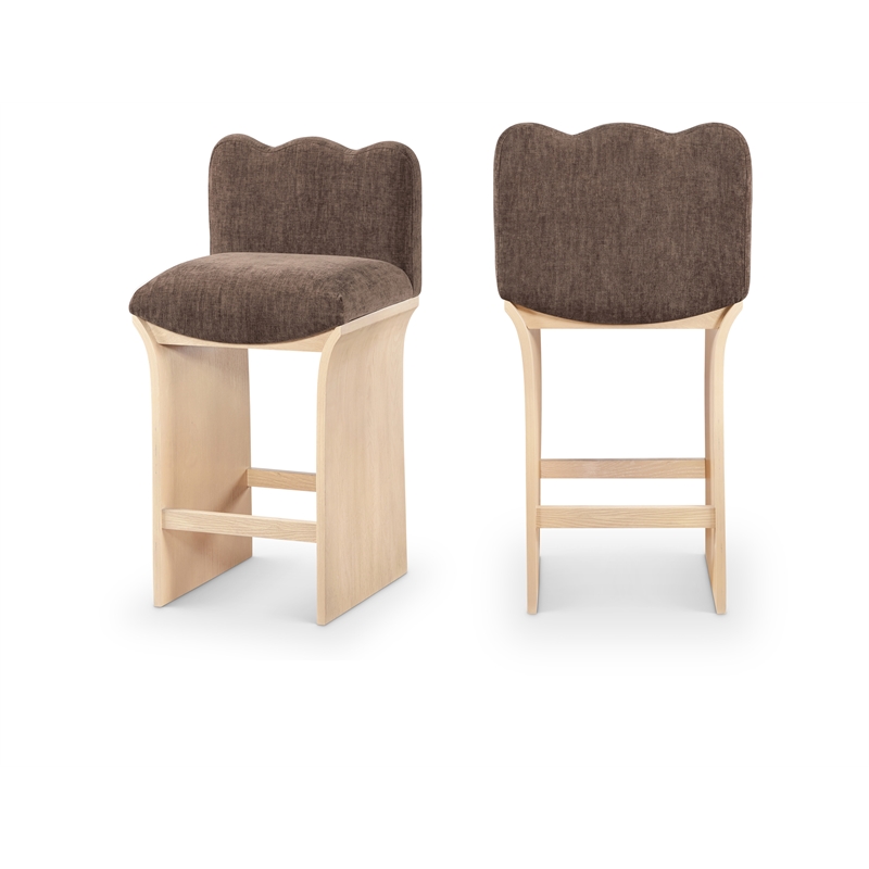 Meridian Furniture Shaw Brown Chenille Fabric Upholstered Counter Stool