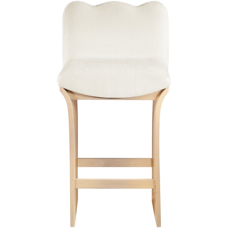 Meridian Furniture Shaw Cream Chenille Fabric Upholstered Counter Stool