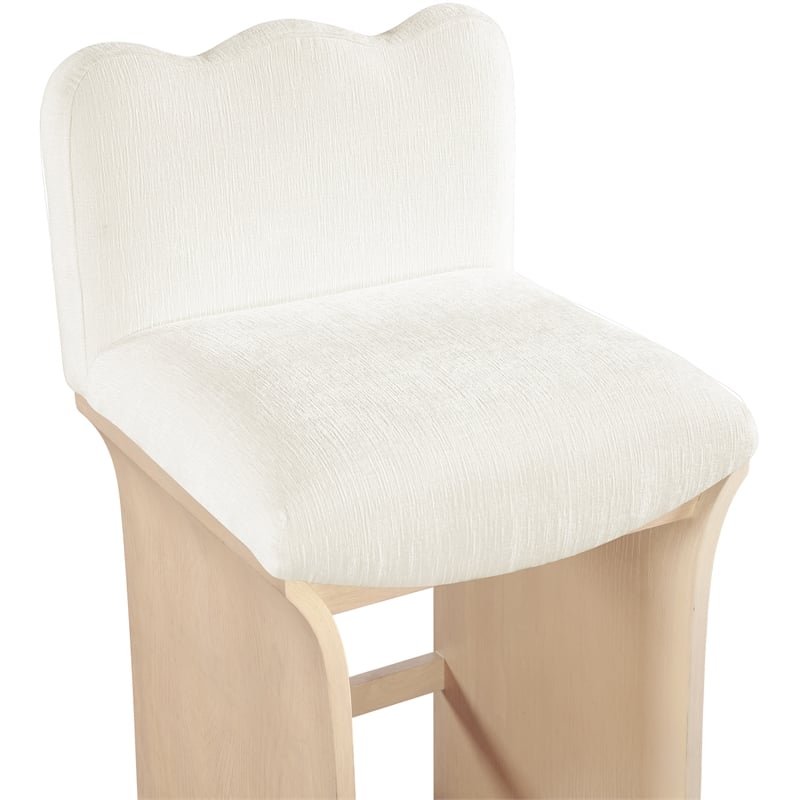 Meridian Furniture Shaw Cream Chenille Fabric Upholstered Counter Stool