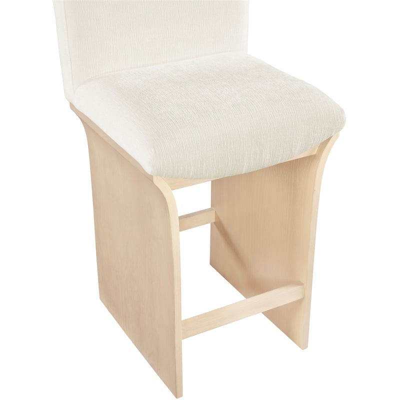 Meridian Furniture Shaw Cream Chenille Fabric Upholstered Counter Stool