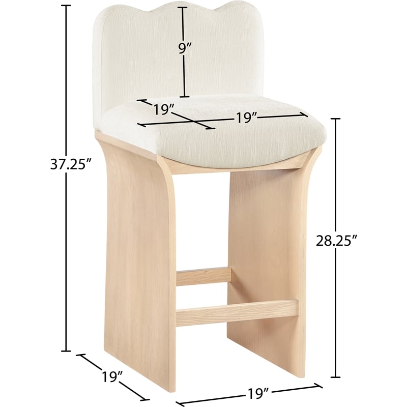 Meridian Furniture Shaw Cream Chenille Fabric Upholstered Counter Stool