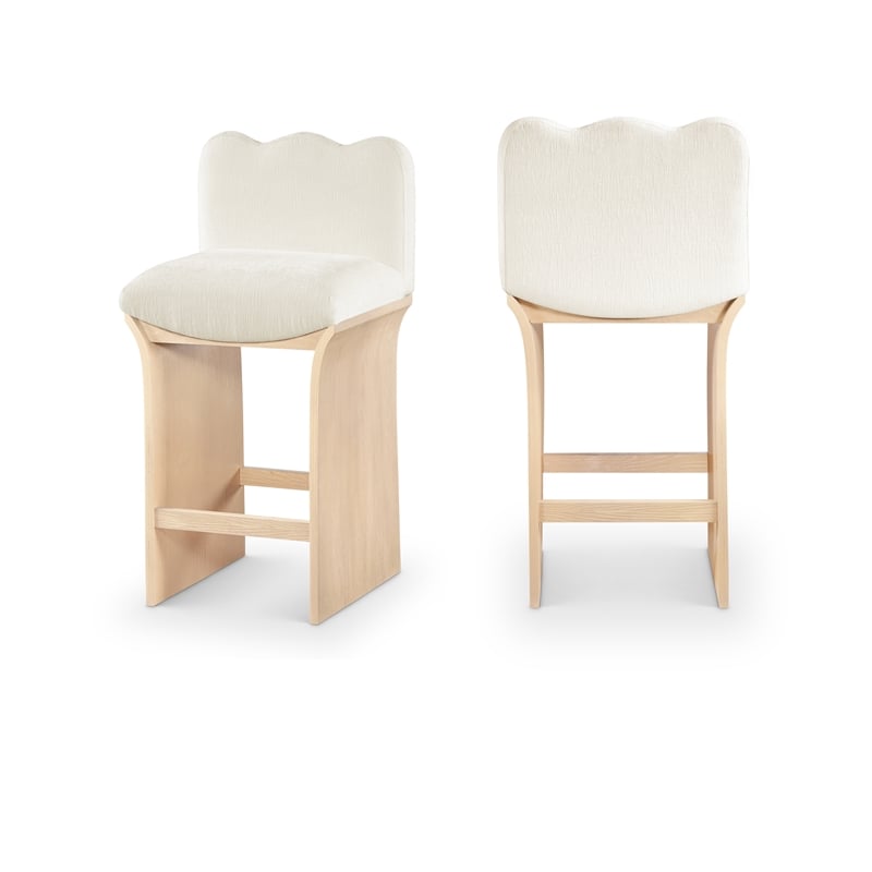 Meridian Furniture Shaw Cream Chenille Fabric Upholstered Counter Stool