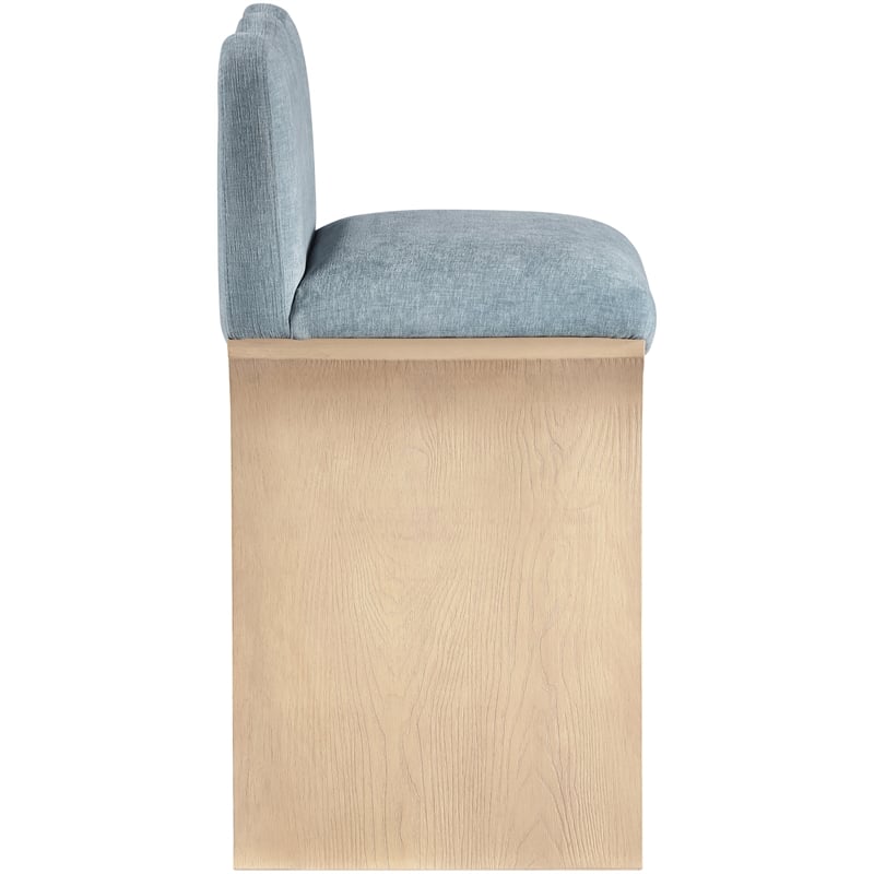 Meridian Furniture Shaw Light Blue Chenille Fabric Upholstered Counter Stool