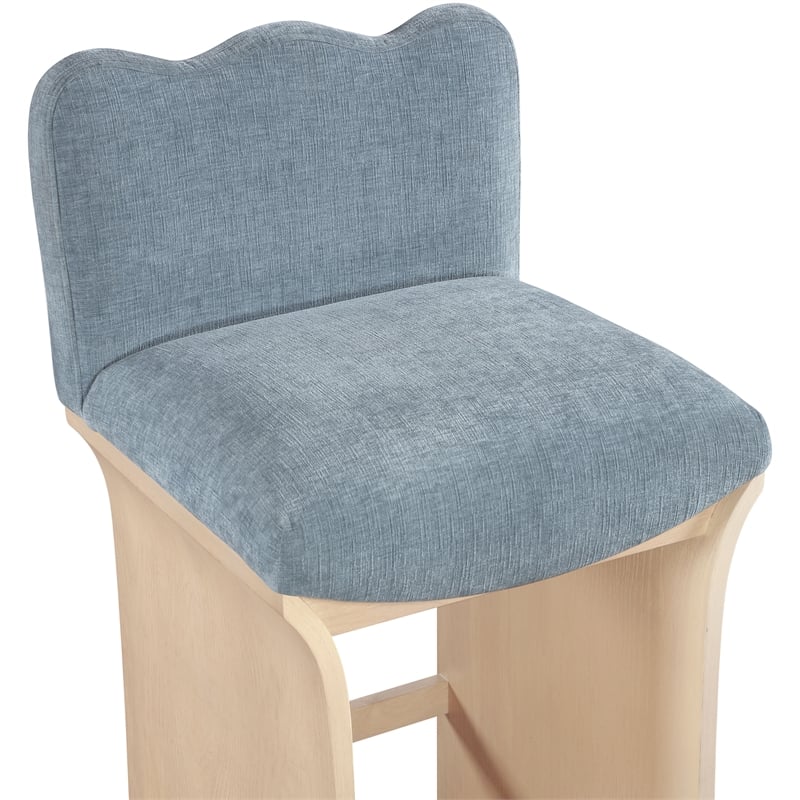 Meridian Furniture Shaw Light Blue Chenille Fabric Upholstered Counter Stool
