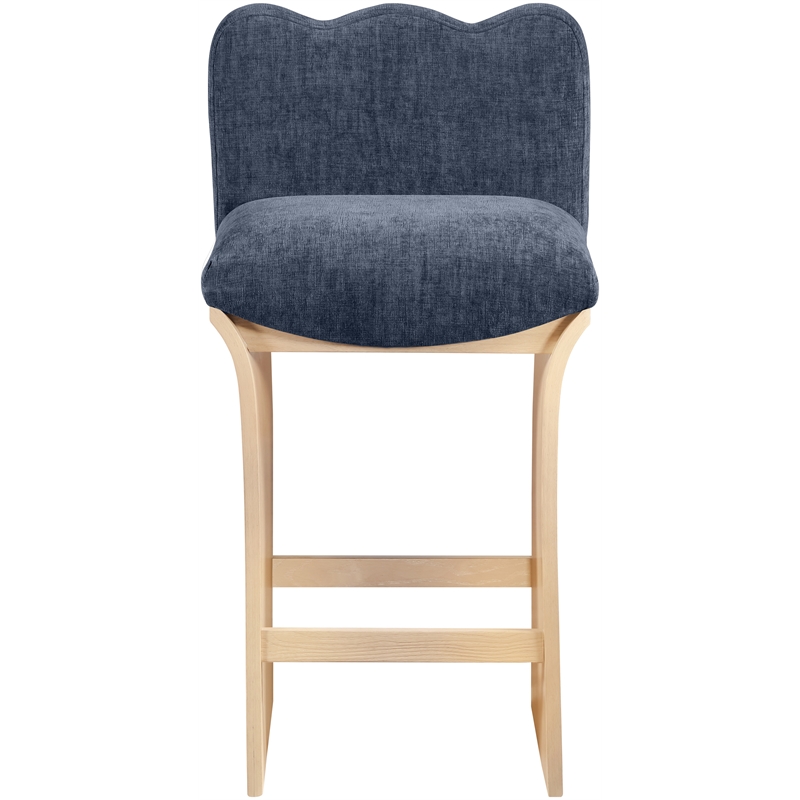 Meridian Furniture Shaw Navy Chenille Fabric Upholstered Counter Stool