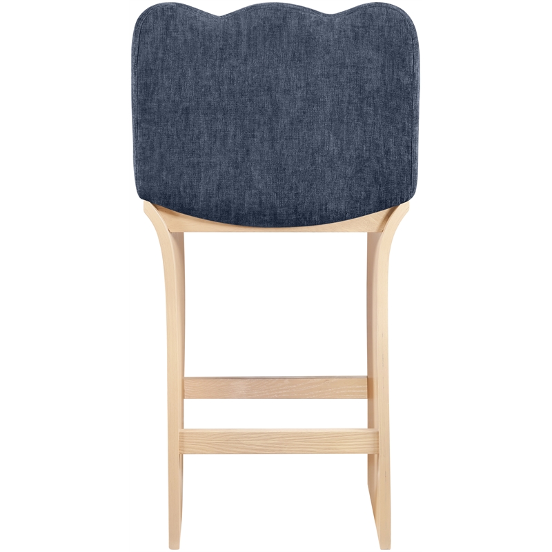 Meridian Furniture Shaw Navy Chenille Fabric Upholstered Counter Stool