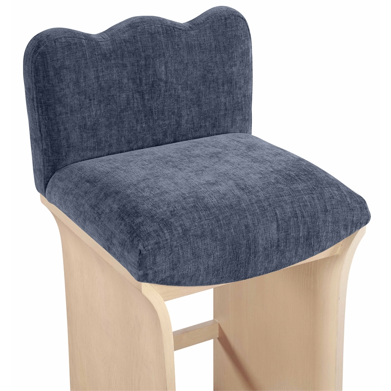 Meridian Furniture Shaw Navy Chenille Fabric Upholstered Counter Stool