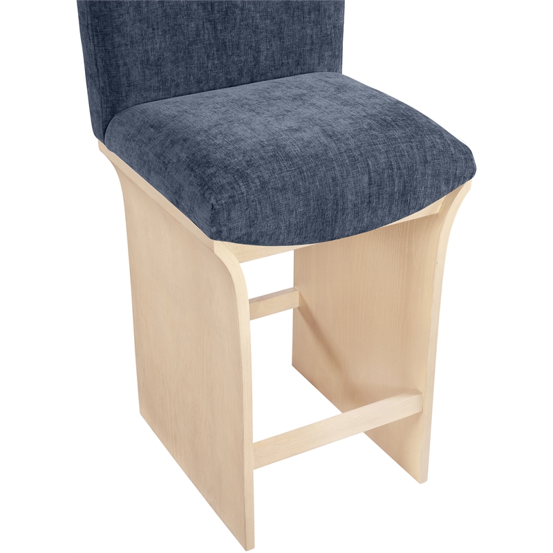 Meridian Furniture Shaw Navy Chenille Fabric Upholstered Counter Stool