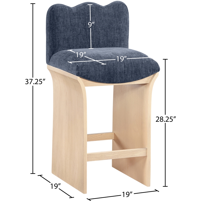 Meridian Furniture Shaw Navy Chenille Fabric Upholstered Counter Stool