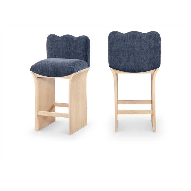 Meridian Furniture Shaw Navy Chenille Fabric Upholstered Counter Stool