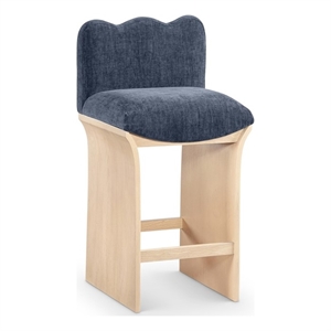 Meridian Furniture Shaw Navy Chenille Fabric Upholstered Counter Stool