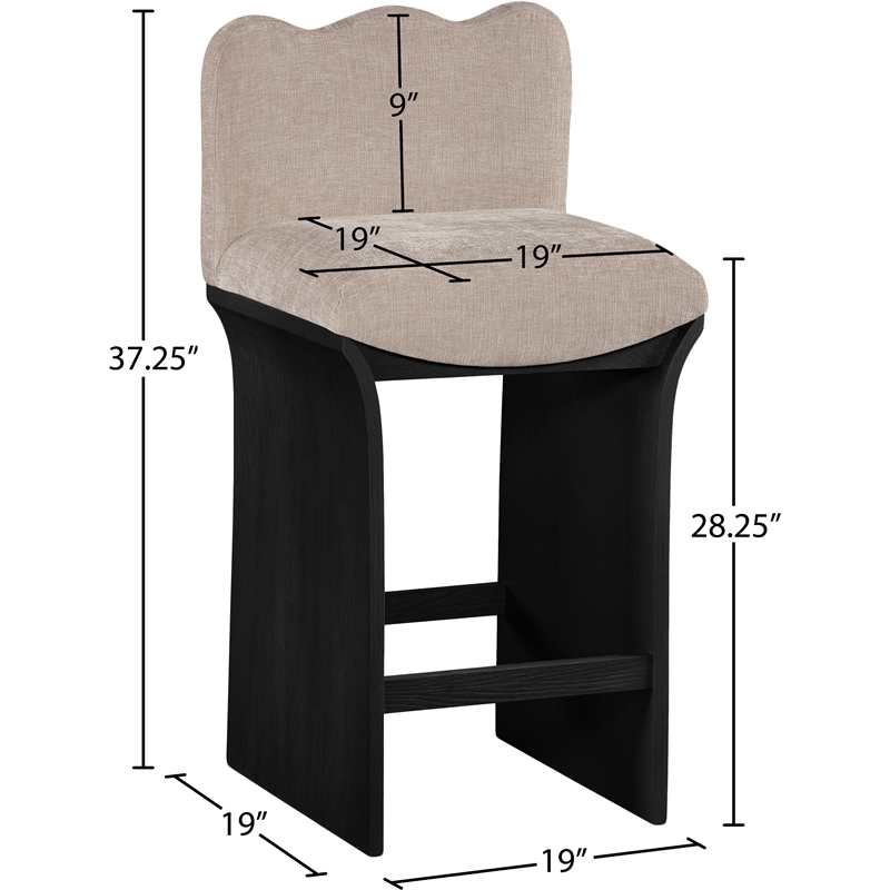 Meridian Furniture Shaw Beige Chenille Fabric Upholstered Counter Stool