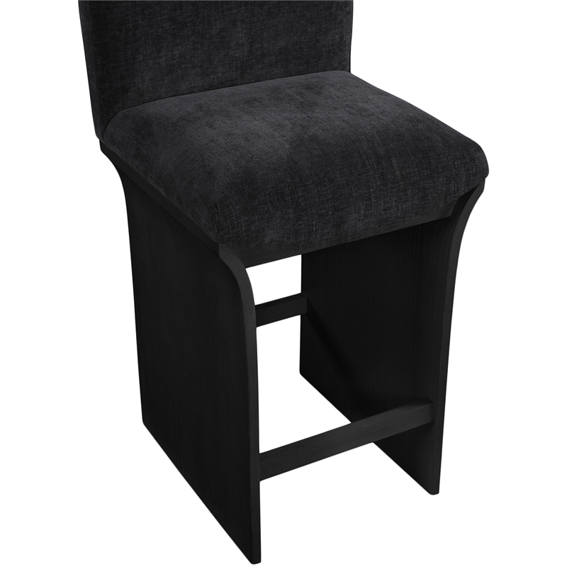 Meridian Furniture Shaw Black Chenille Fabric Upholstered Counter Stool