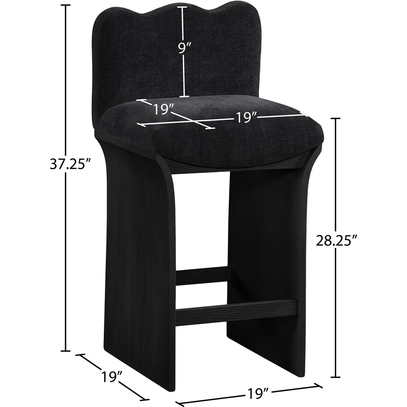Meridian Furniture Shaw Black Chenille Fabric Upholstered Counter Stool