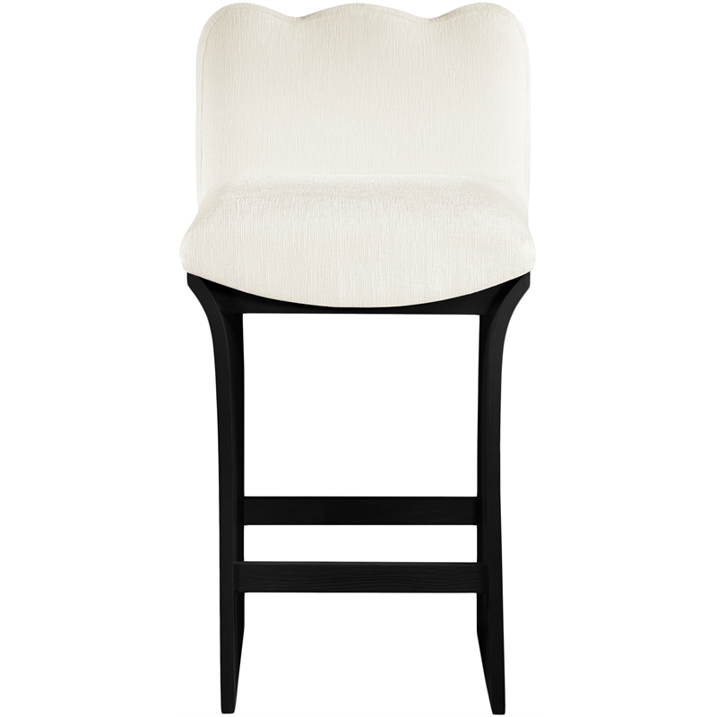 Meridian Furniture Shaw Cream Chenille Fabric Upholstered Counter Stool