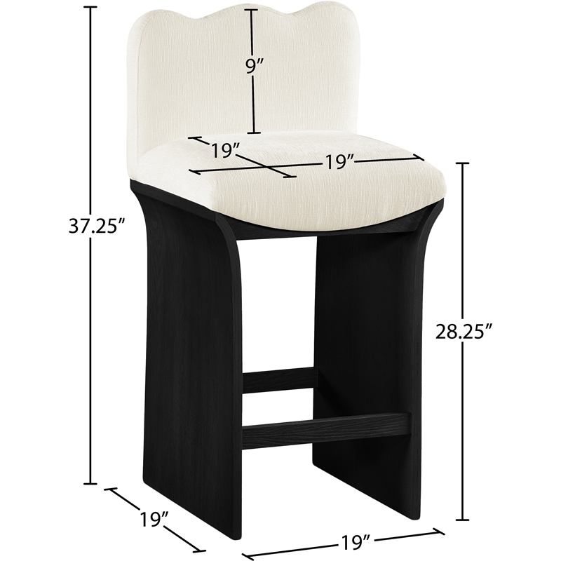 Meridian Furniture Shaw Cream Chenille Fabric Upholstered Counter Stool