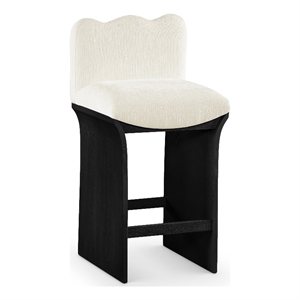 Meridian Furniture Shaw Cream Chenille Fabric Upholstered Counter Stool