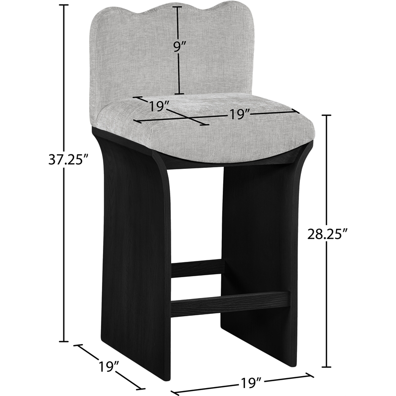 Meridian Furniture Shaw Grey Chenille Fabric Upholstered Counter Stool