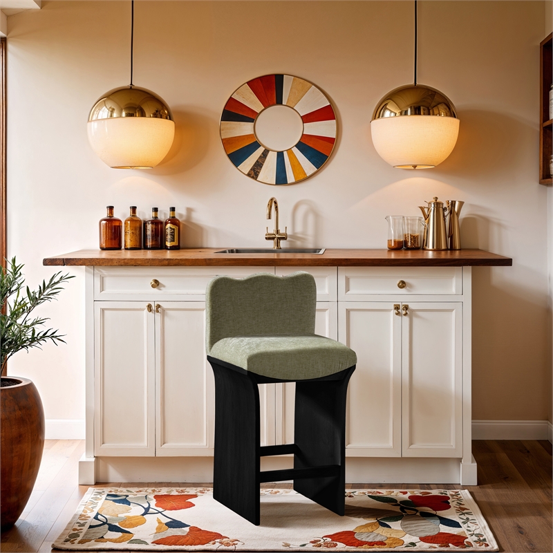 Meridian Furniture Shaw Mint Chenille Fabric Upholstered Counter Stool