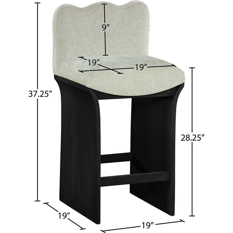 Meridian Furniture Shaw Mint Chenille Fabric Upholstered Counter Stool