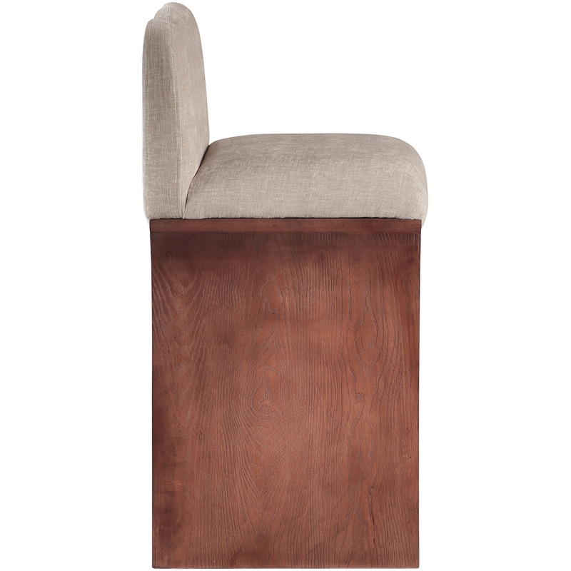 Meridian Furniture Shaw Beige Chenille Fabric Upholstered Counter Stool