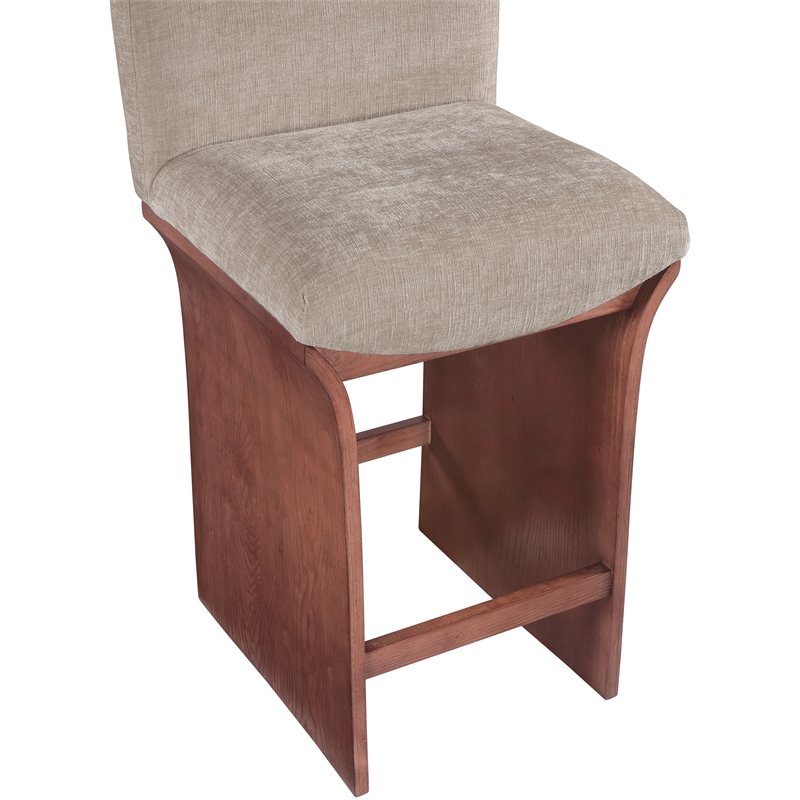 Meridian Furniture Shaw Beige Chenille Fabric Upholstered Counter Stool