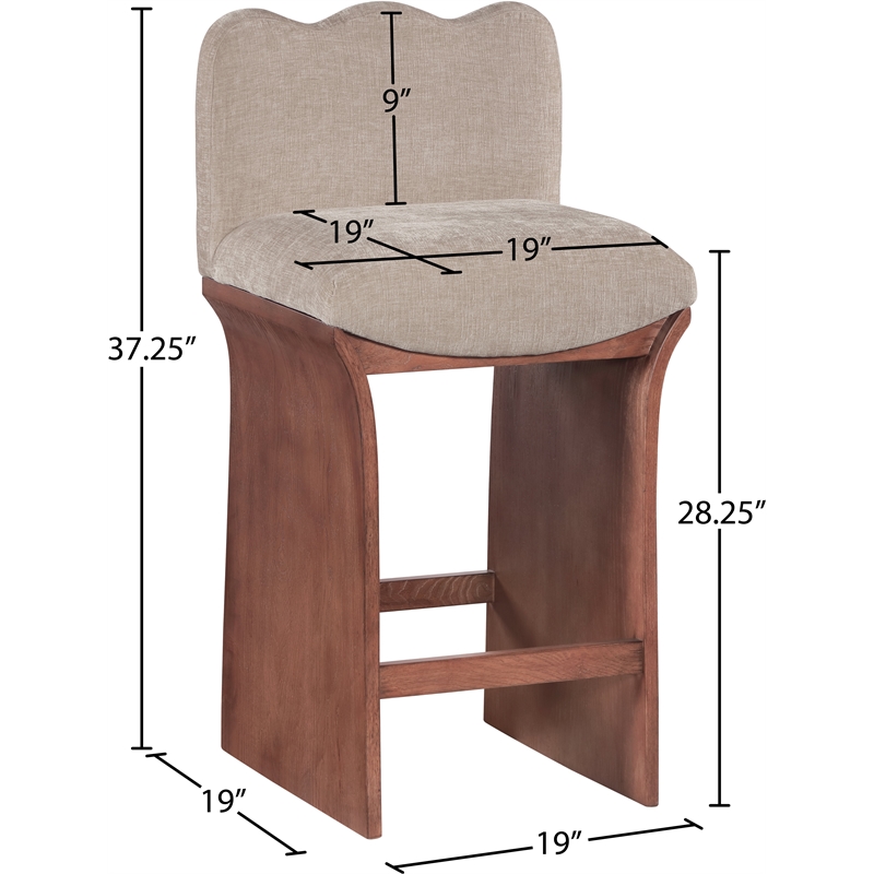 Meridian Furniture Shaw Beige Chenille Fabric Upholstered Counter Stool