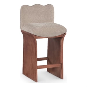 Meridian Furniture Shaw Beige Chenille Fabric Upholstered Counter Stool