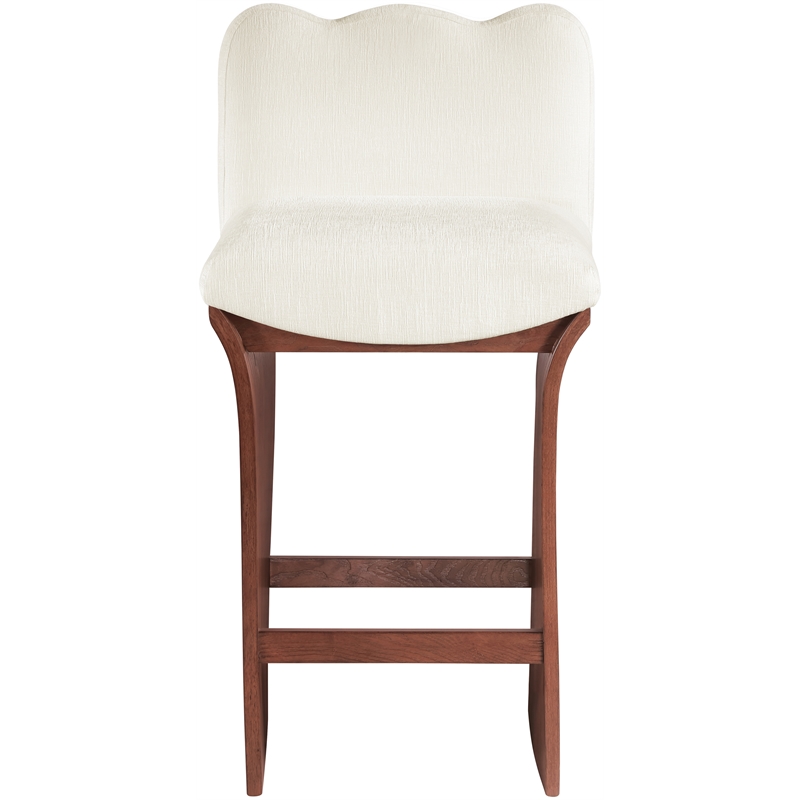 Meridian Furniture Shaw Cream Chenille Fabric Upholstered Counter Stool