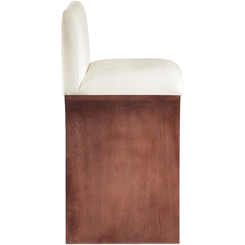 Meridian Furniture Shaw Cream Chenille Fabric Upholstered Counter Stool