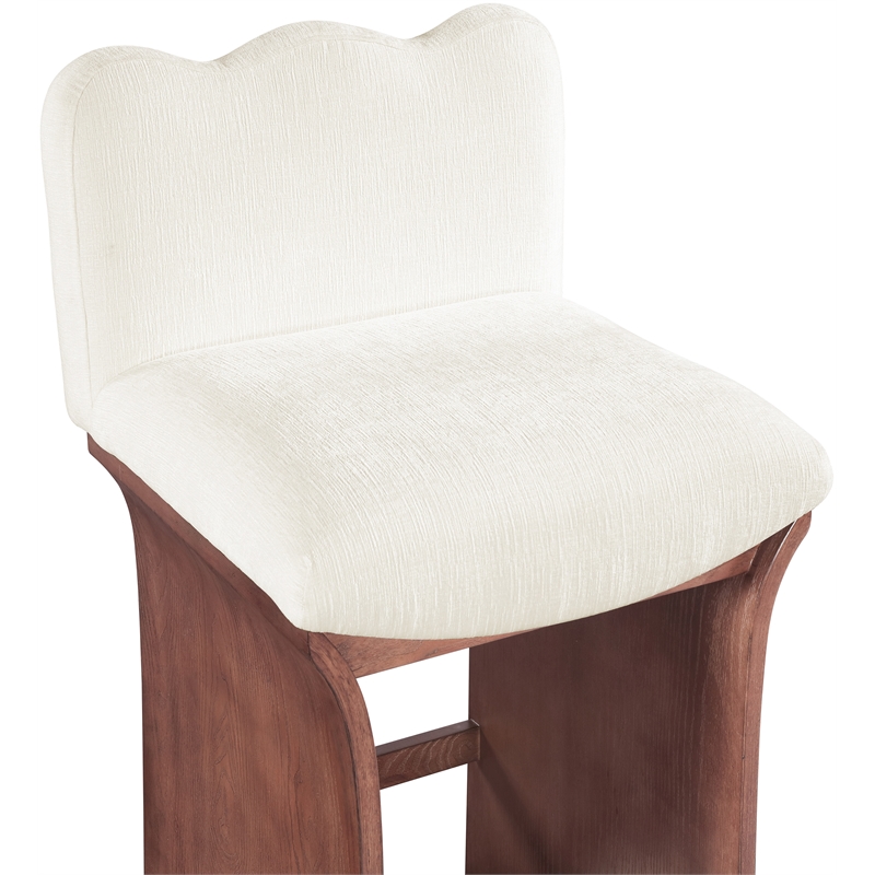 Meridian Furniture Shaw Cream Chenille Fabric Upholstered Counter Stool