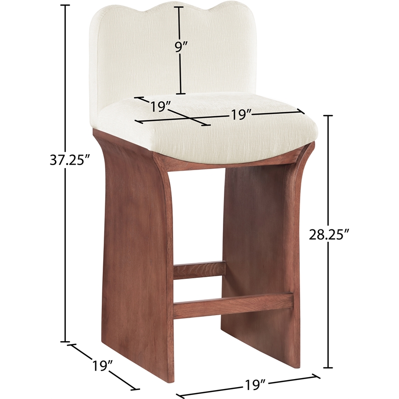 Meridian Furniture Shaw Cream Chenille Fabric Upholstered Counter Stool