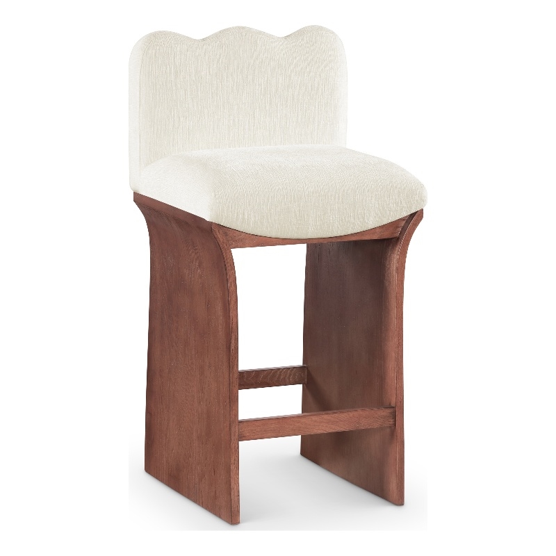 Meridian Furniture Shaw Cream Chenille Fabric Upholstered Counter Stool