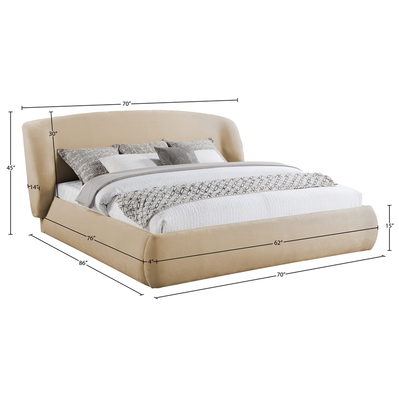 Meridian Furniture Sandro Beige Chenille Fabric Upholstered Full Bed