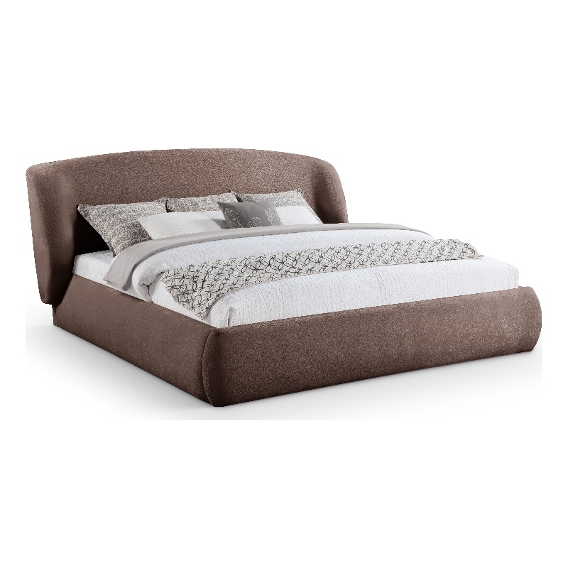 Meridian Furniture Sandro Brown Chenille Fabric Upholstered Full Bed