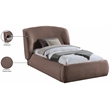Meridian Furniture Sandro Brown Chenille Fabric Upholstered Twin Bed