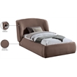 Meridian Furniture Sandro Brown Chenille Fabric Upholstered Twin Bed