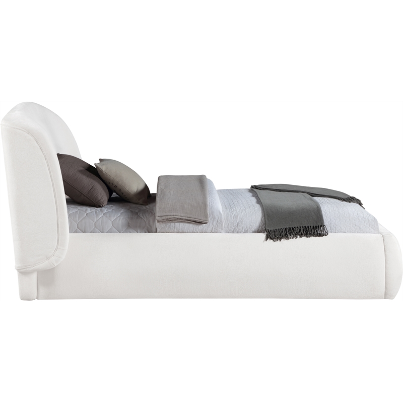 Meridian Furniture Sandro Cream Chenille Fabric Upholstered Twin Bed