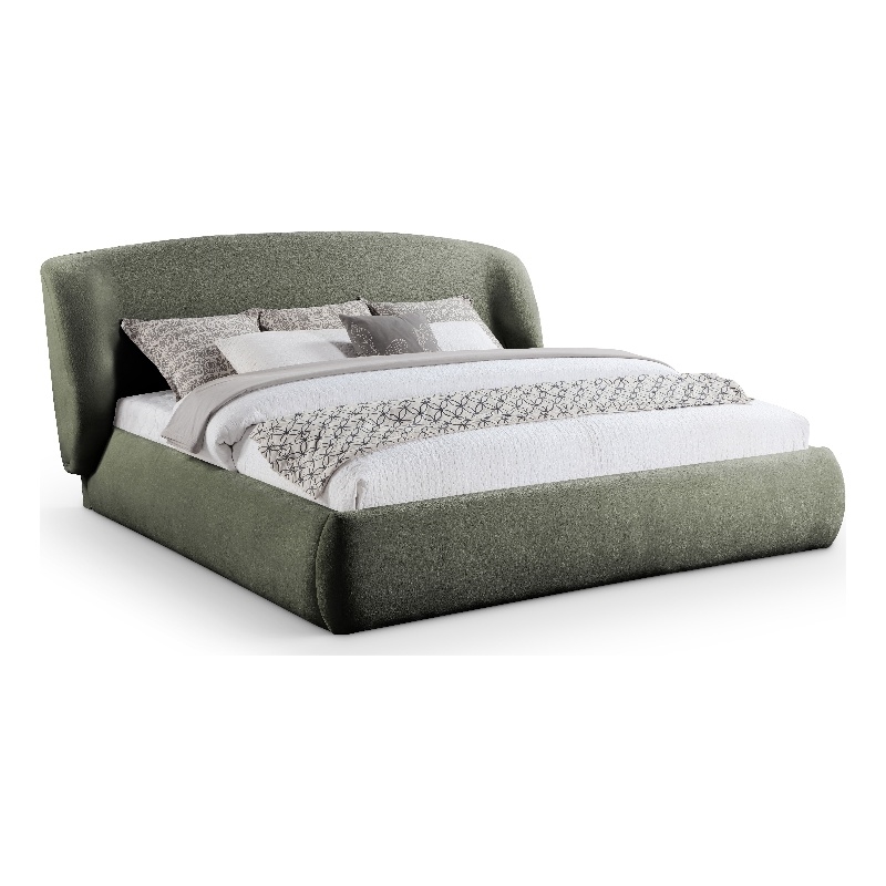 Meridian Furniture Sandro Green Chenille Fabric Upholstered Full Bed