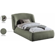 Meridian Furniture Sandro Green Chenille Fabric Upholstered Twin Bed
