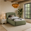 Meridian Furniture Sandro Green Chenille Fabric Upholstered Twin Bed