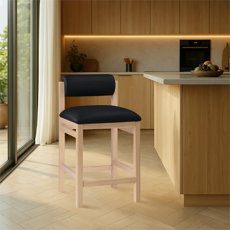 Meridian Furniture Roundhill Black Vegan Leather Upholstered Counter Stool