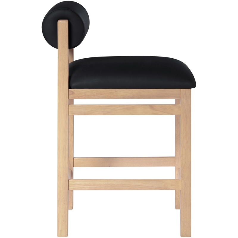 Meridian Furniture Roundhill Black Vegan Leather Upholstered Counter Stool