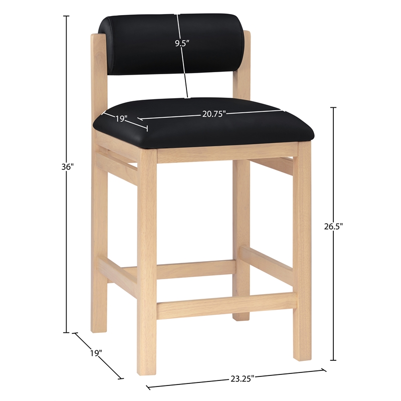 Meridian Furniture Roundhill Black Vegan Leather Upholstered Counter Stool