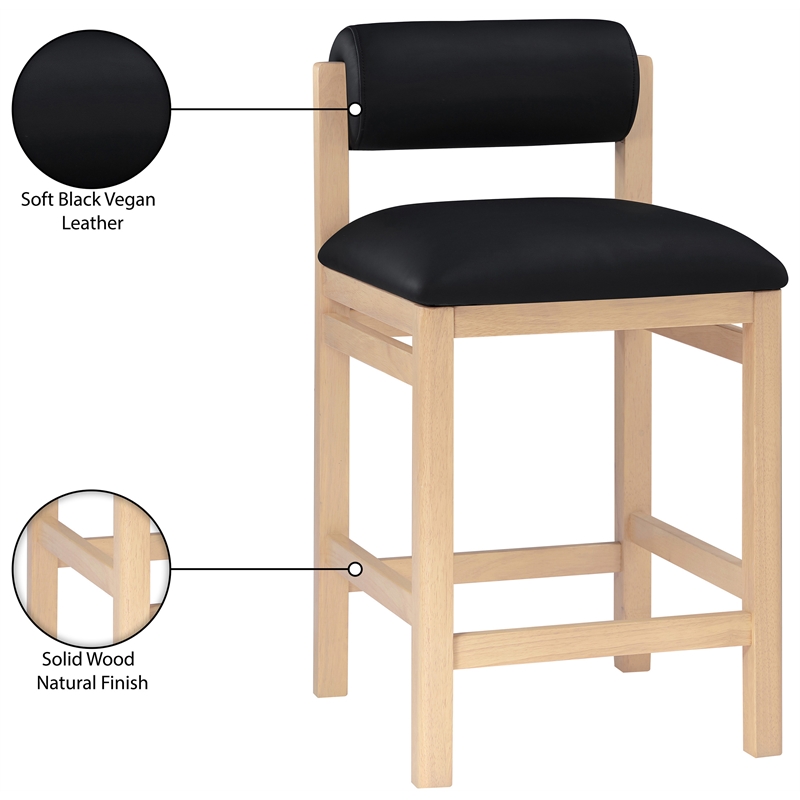 Meridian Furniture Roundhill Black Vegan Leather Upholstered Counter Stool
