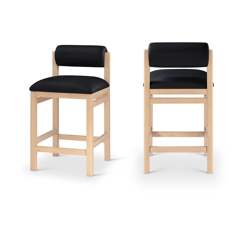 Meridian Furniture Roundhill Black Vegan Leather Upholstered Counter Stool