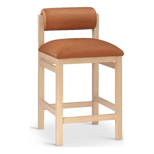 Meridian Furniture Roundhill Cognac Vegan Leather Upholstered Counter Stool