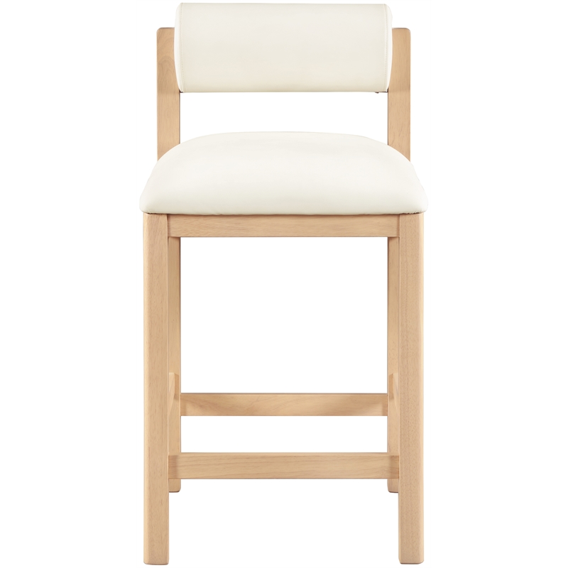 Meridian Furniture Roundhill Cream Vegan Leather Upholstered Counter Stool