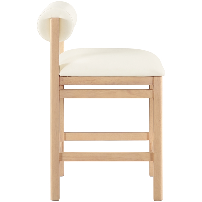 Meridian Furniture Roundhill Cream Vegan Leather Upholstered Counter Stool